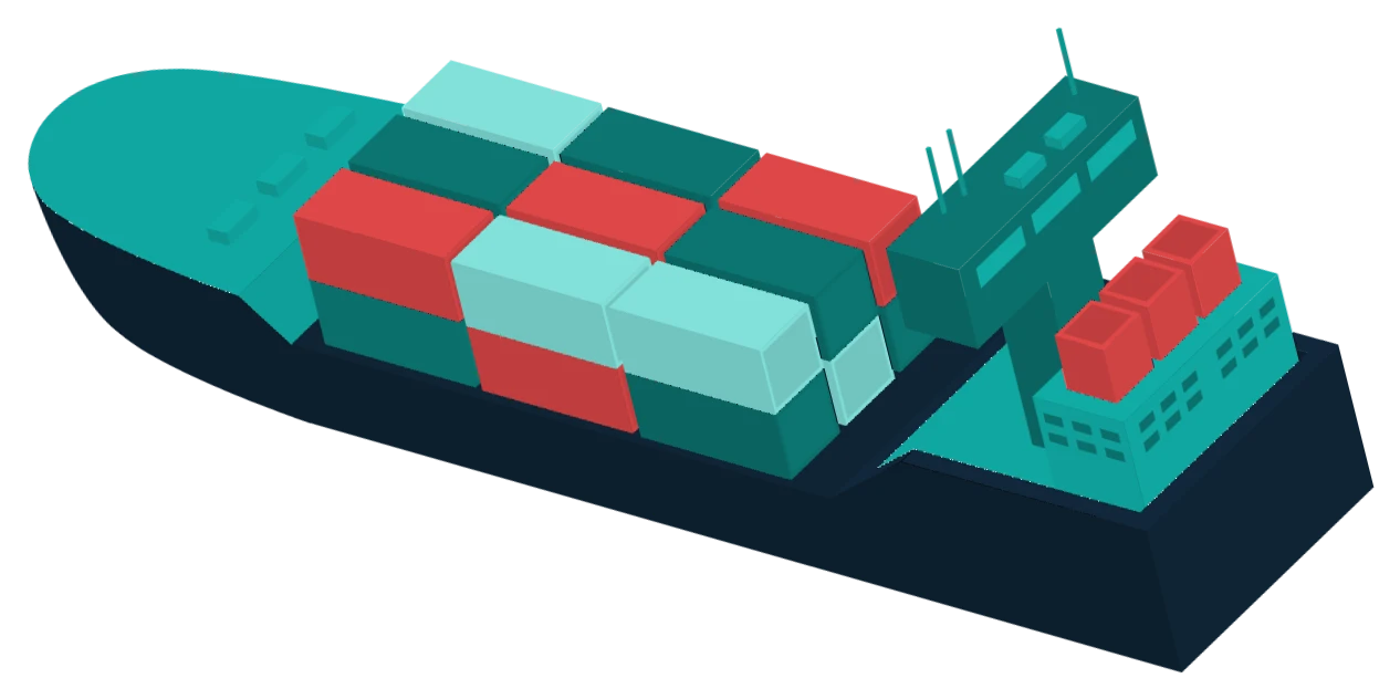 Container ship, side view