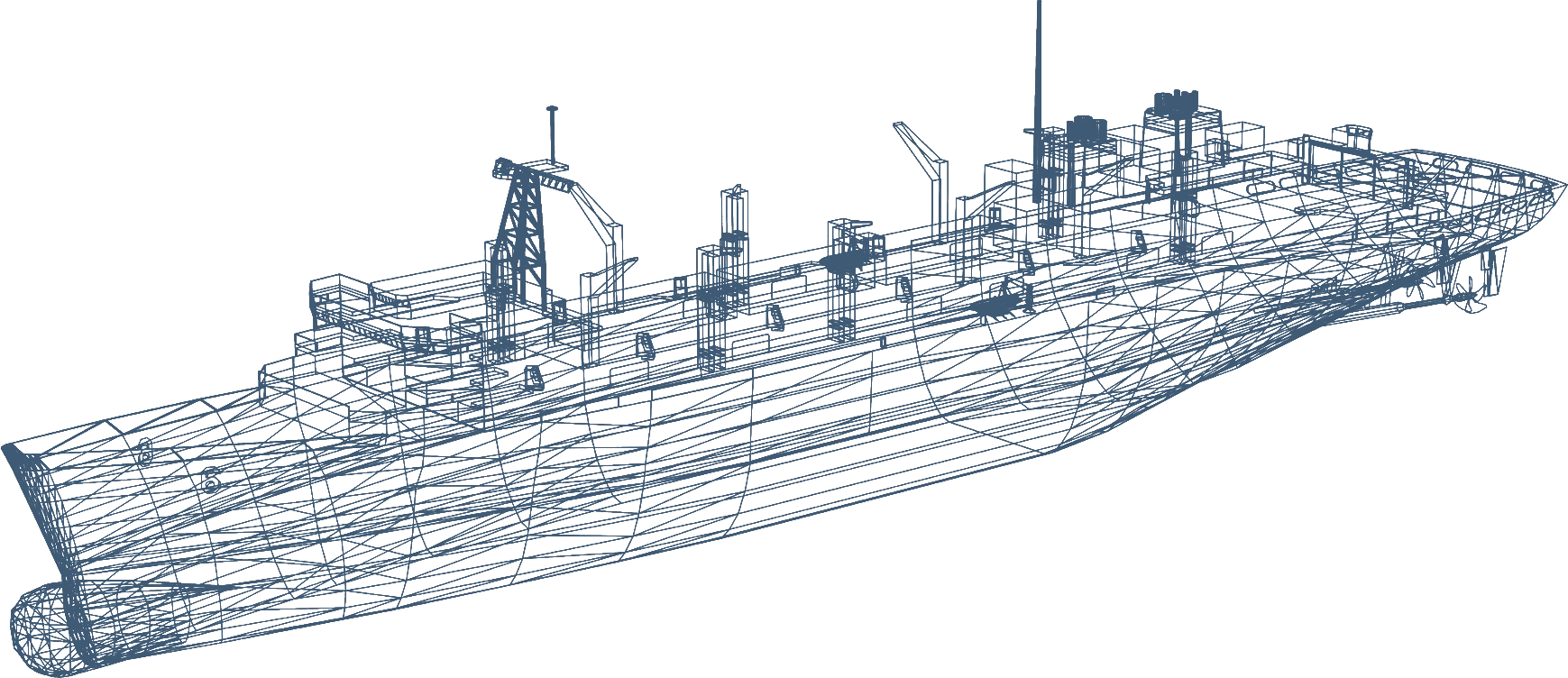 Wireframe model of a container ship